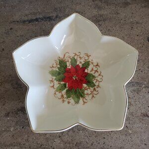 Vintage Poinsettia 8" Star Shaped Porcelain Bowl